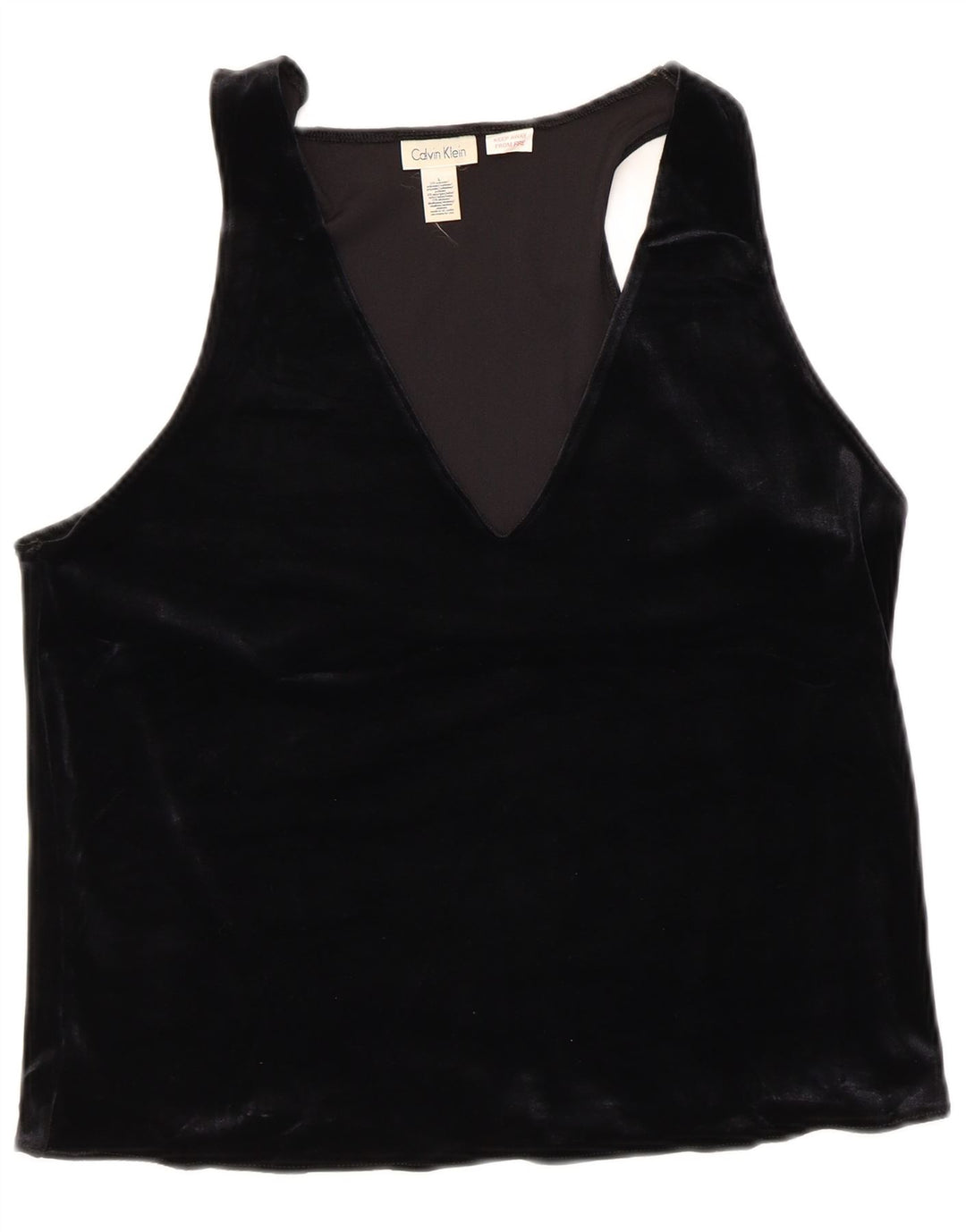 CALVIN KLEIN Damen ärmelloses Blusenoberteil UK 14 Large Schwarz Polyester