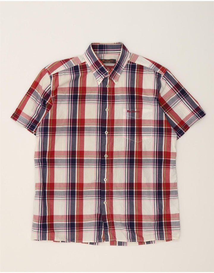 BEN SHERMAN Herren-Kurzarmhemd, groß, mehrfarbig, kariert, Baumwolle