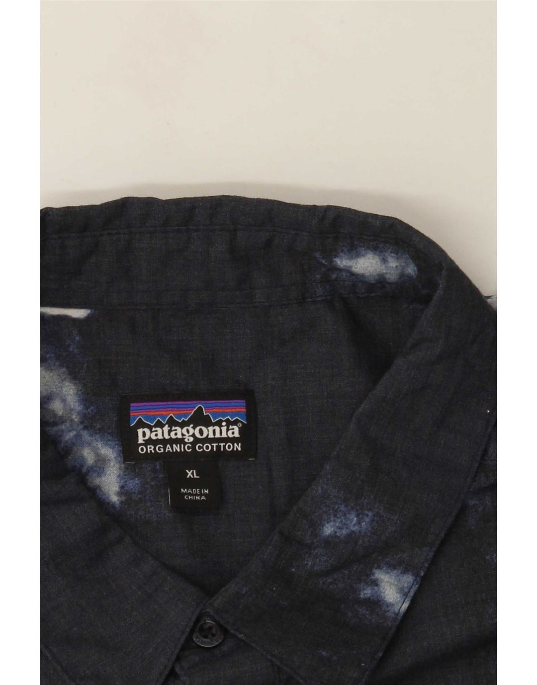 Patagonia Herren Abstraktes Muster Kurzarmhemd XL Marineblau Hawaiianisch