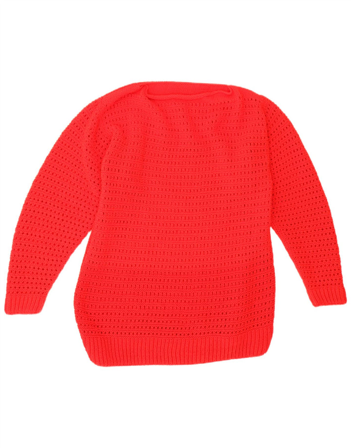 Vintage Herren-Pullover mit U-Boot-Ausschnitt, UK 12, Mittelrot