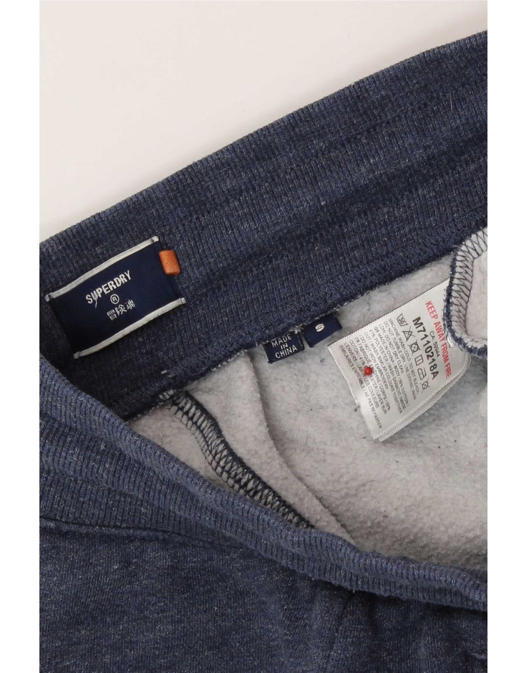Superdry Herren-Sportshorts, Größe S, marineblau gesprenkelte Baumwolle