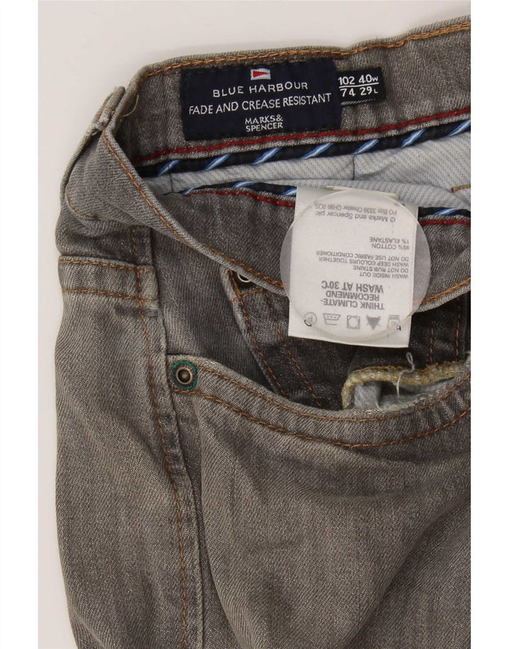 Marks & Spencer Herren Blue Harbor Straight Jeans W40 L29 Graue Baumwolle