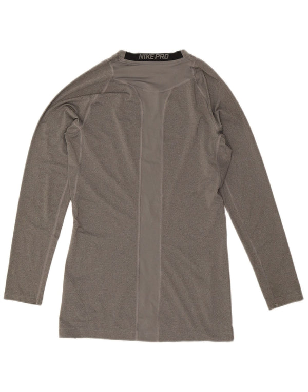 Nike Herren Dri Fit Top Langarm Mittelgraues Colourblock-Polyester