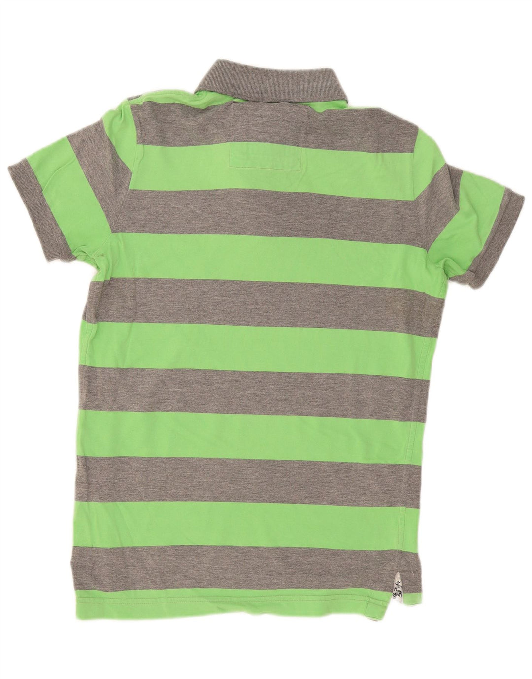 Superdry Herren-Poloshirt aus mittelgrün gestreifter Baumwolle