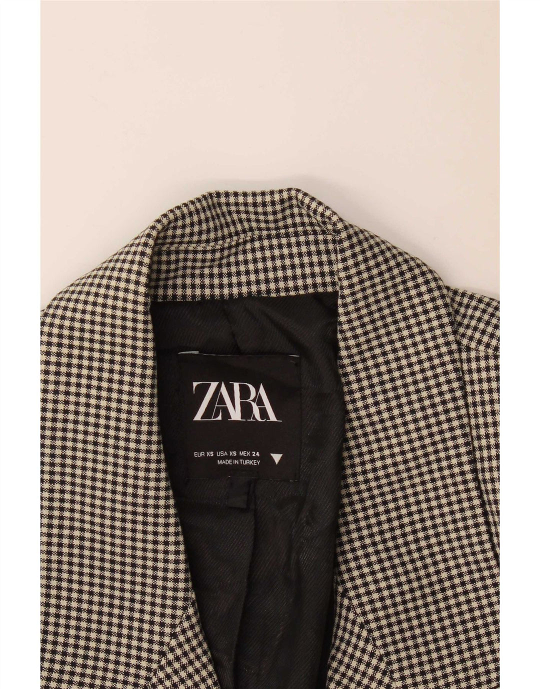 Zweireihiger Blazer für Damen von Zara, Gr. 6, XS, Schwarz, Gingham