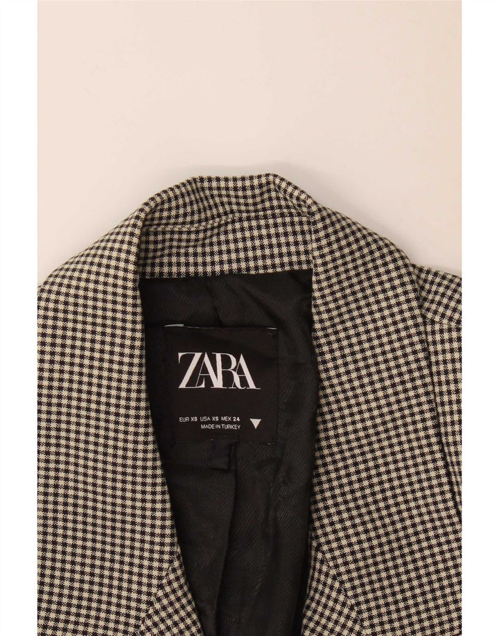 Zweireihiger Blazer für Damen von Zara, Gr. 6, XS, Schwarz, Gingham