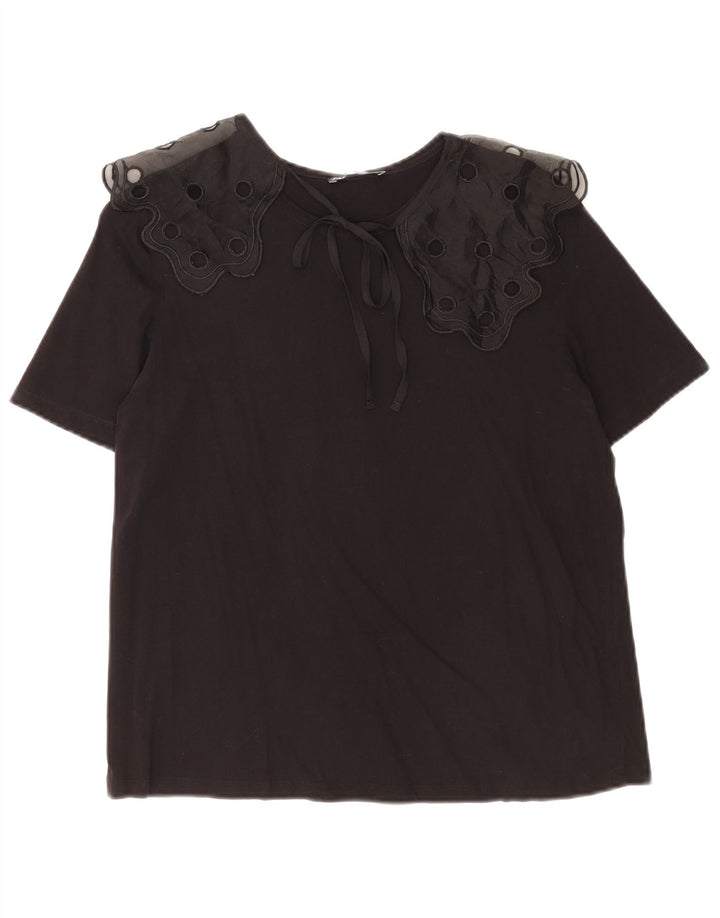 Zara Damen Bluse Top UK 10 Small Schwarz