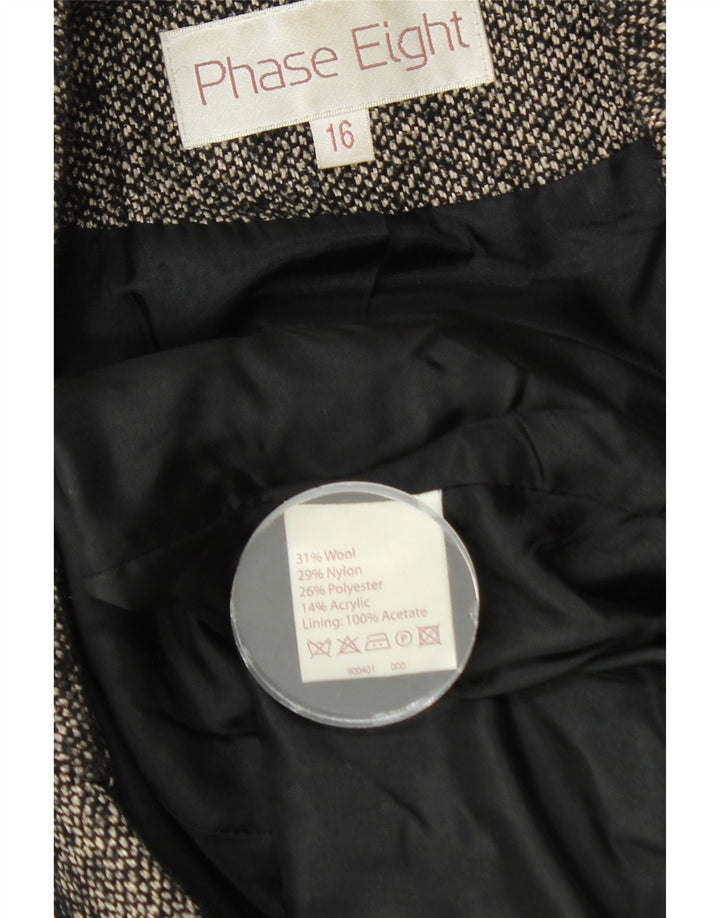 Phase Eight Damen-Blazerjacke mit 3 Knöpfen, UK 16, Größe L, schwarz gesprenkelte Wolle