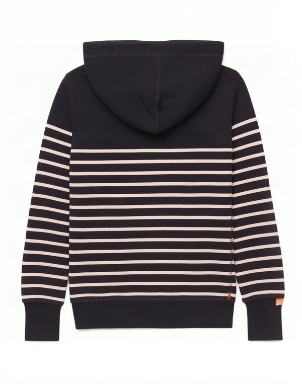 Superdry Damen Kapuzenpullover UK 6 XS Marineblau gestreift aus Baumwolle