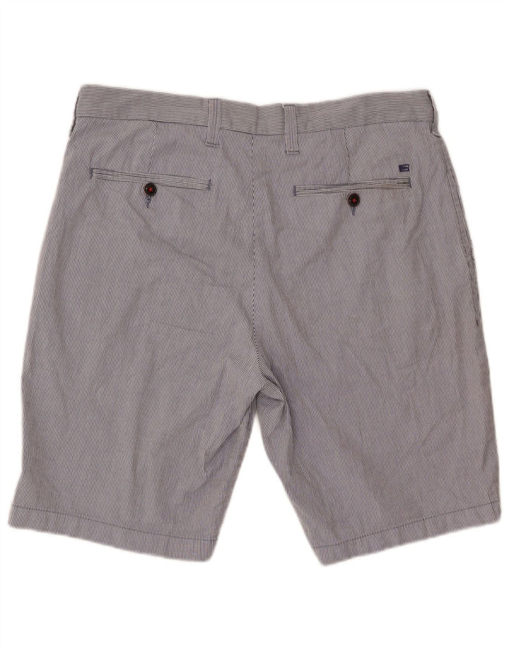 Marks & Spencer Herren-Chinoshorts W34, große blaue Nadelstreifen-Baumwolle