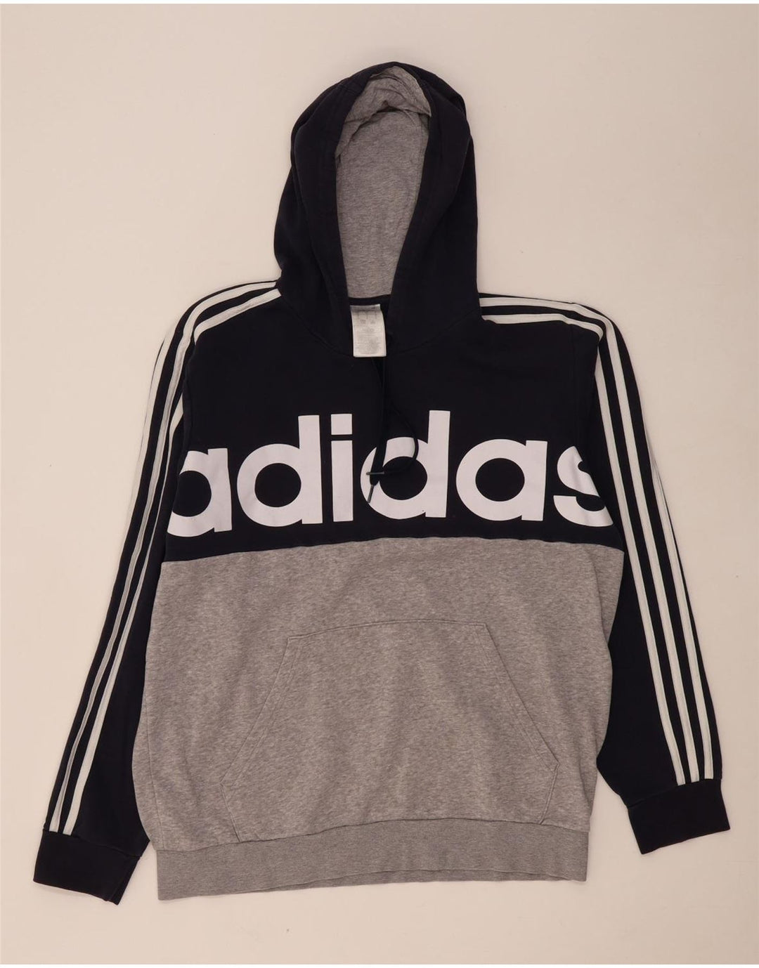 ADIDAS Herren-Kapuzenpullover mit Grafik, groß, graue Farbblock-Baumwolle