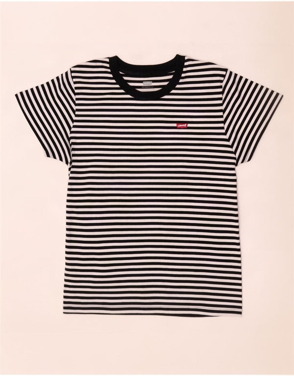Levi's Damen T-Shirt Top UK 10 Small Schwarz gestreift
