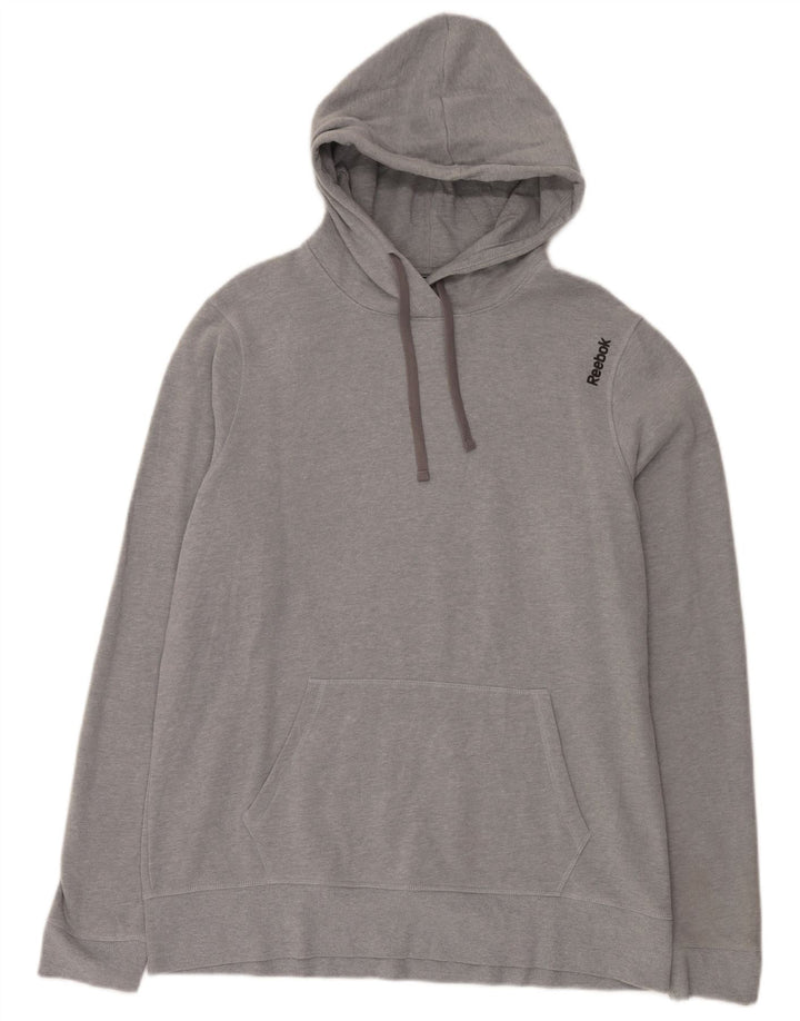 Reebok Herren Kapuzenpullover, groß, graue Baumwolle