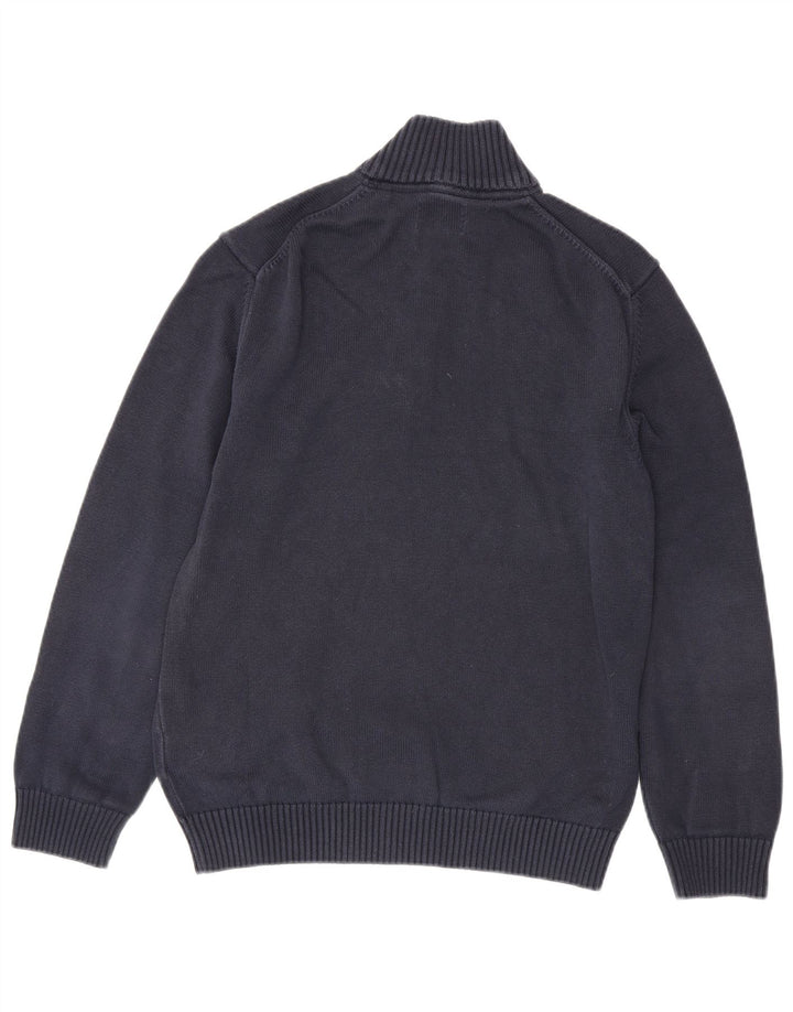 Gant Herren-Pullover mit Reißverschluss am Hals, groß, marineblaue Baumwolle