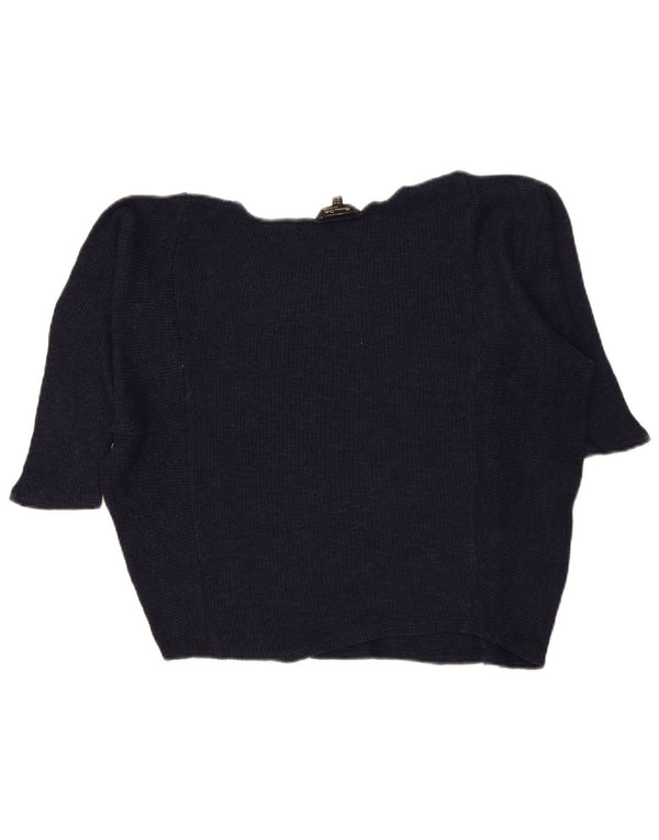 Massimo Dutti Damen-Pullover mit 3/4-Ärmeln und U-Boot-Ausschnitt, Gr. 6 XS, Marineblau