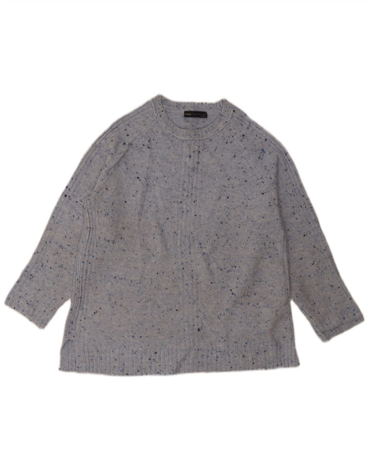 Marks & Spencer Damen-Pullover mit Rundhalsausschnitt, Gr. 14, Mittelblau meliert