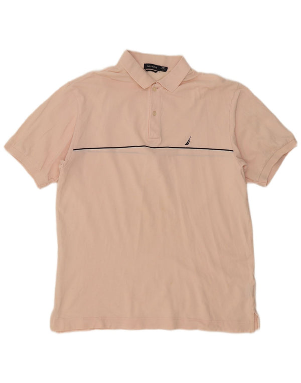 Nautica Herren-Poloshirt, groß, rosa gestreift, Baumwolle