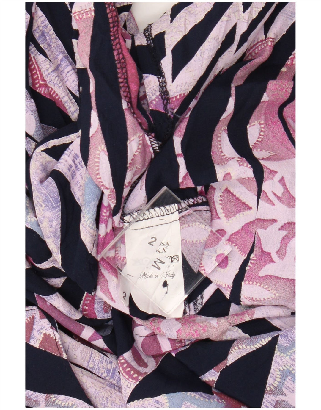 Vintage Damen Shirt UK 14 Medium Mehrfarbige geometrische Viskose