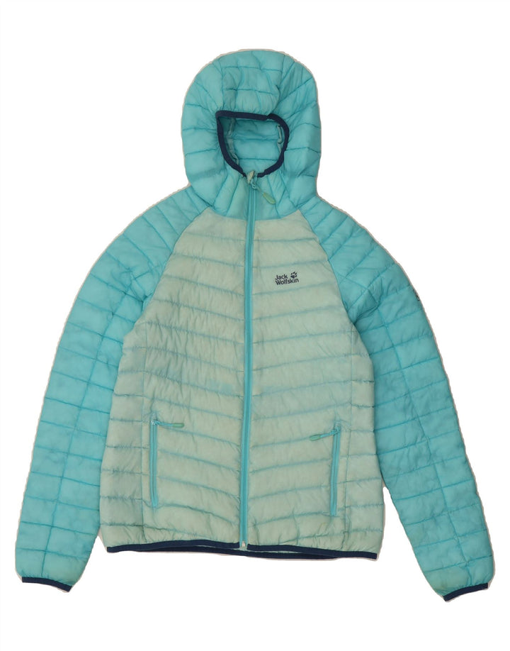JACK WOLFSKIN Womens Padded Jacket UK 12 Medium Blue Colourblock Polyamide Vintage Jack Wolfskin and Second-Hand Jack Wolfskin from Messina Hembry 