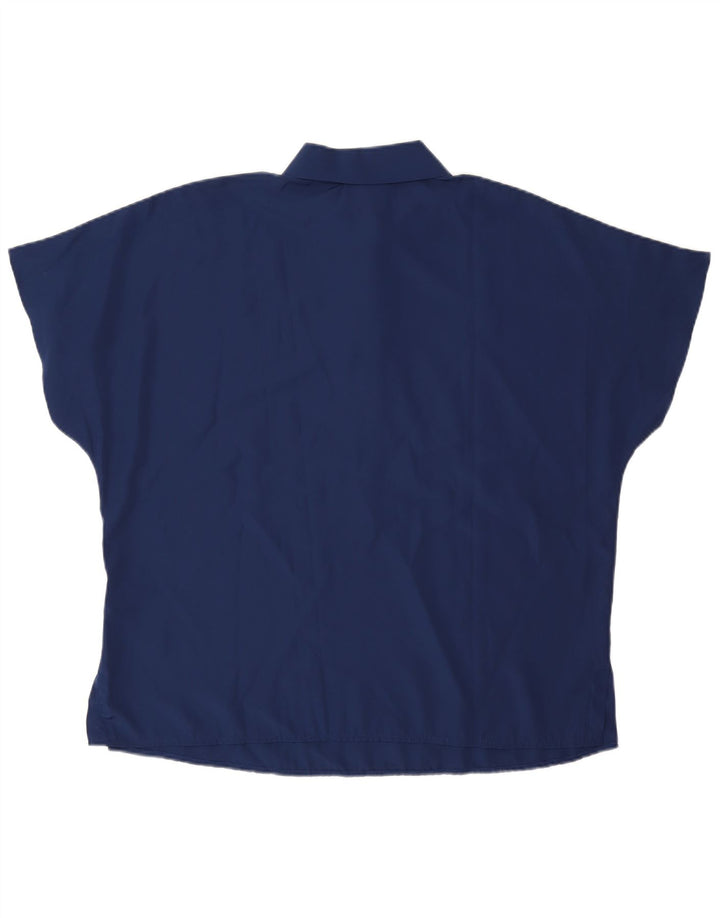 Vintage Damen Übergroßes Poloshirt UK 18 XL Marineblau Polyester