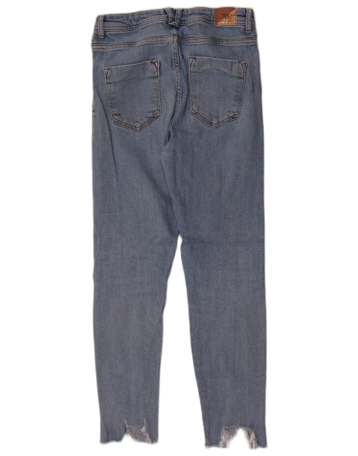 Zara Damen Distressed Skinny Jeans EU 40 Medium W30 L28 Blau