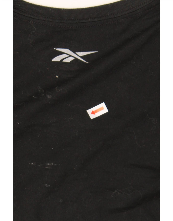 REEBOK Womens T-Shirt Top UK 8 Small Black Polyester Vintage Reebok and Second-Hand Reebok from Messina Hembry 