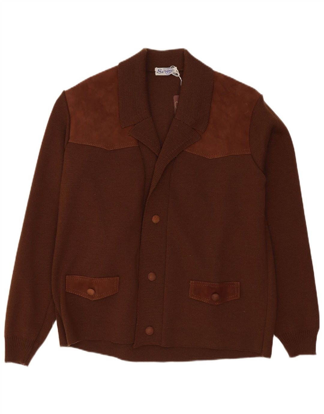 Vintage Herren Cardigan Pullover Klein Braun