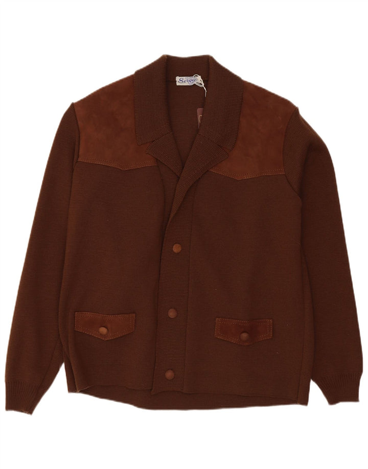 Vintage Herren Cardigan Pullover Klein Braun