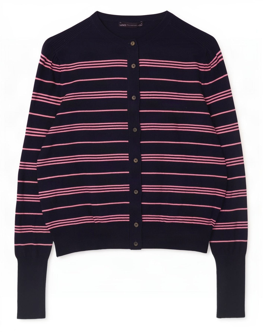 Marks & Spencer Damen Crop Cardigan Pullover UK 12 Mittel Marineblau gestreift