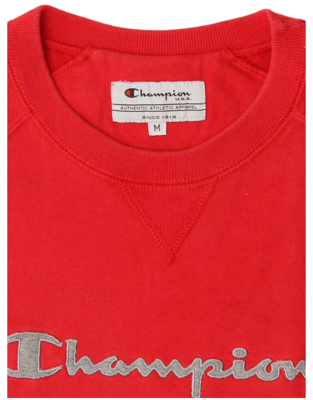 Champion Womens Graphic Sweatshirt Pullover UK 14 Mittelrote Baumwolle