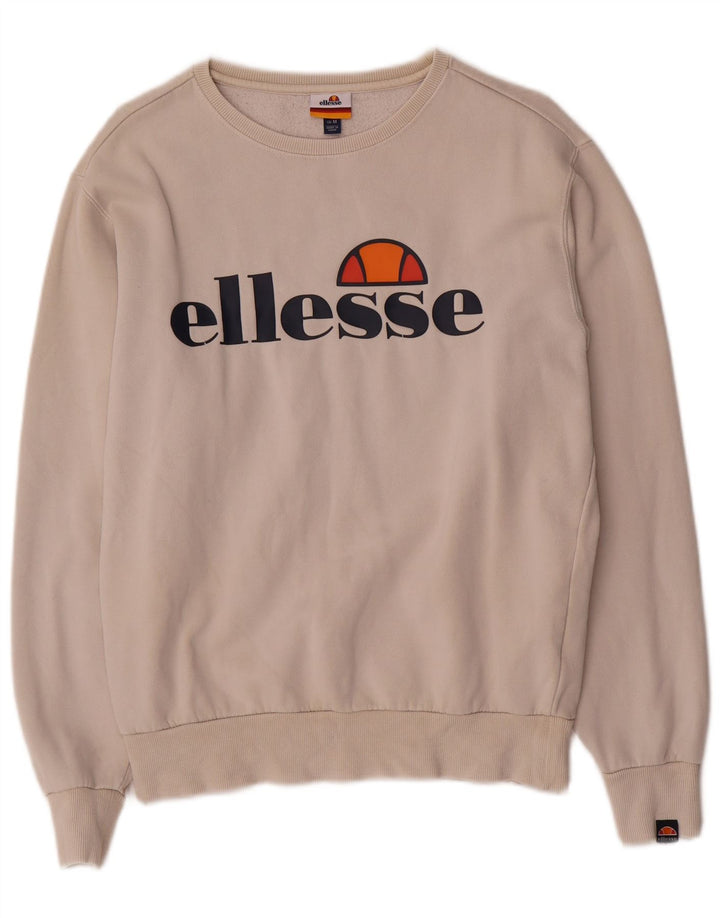 Ellesse Womens Graphic Sweatshirt Pullover UK 14 Mittelweiße Baumwolle