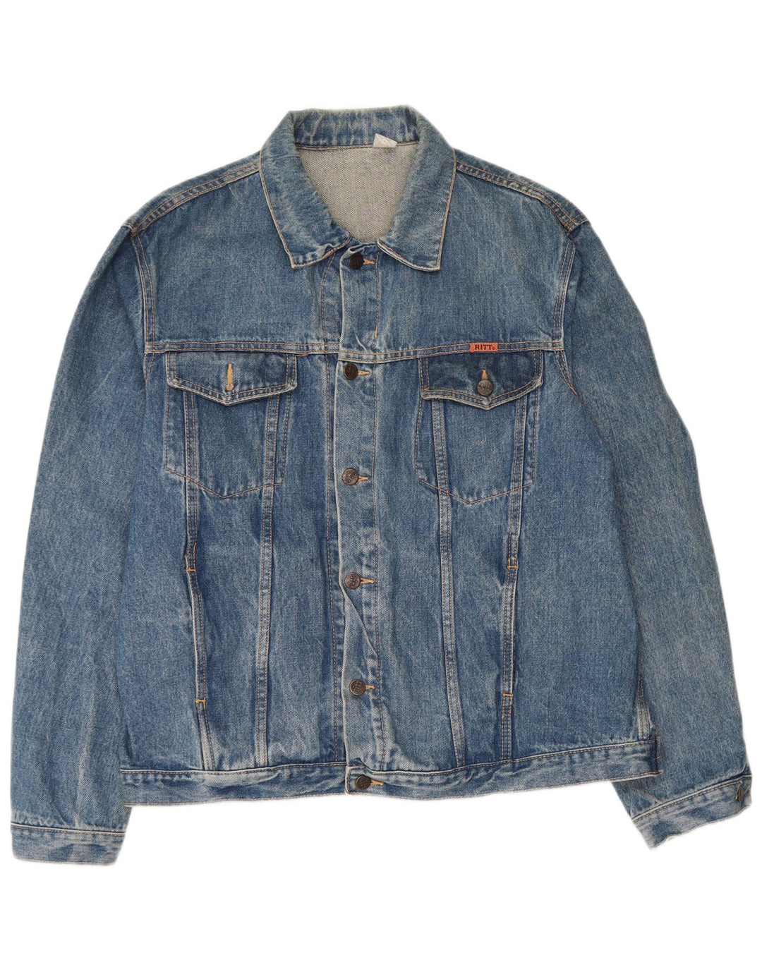 Ritt Herren Jeansjacke UK 40 Große blaue Baumwolle