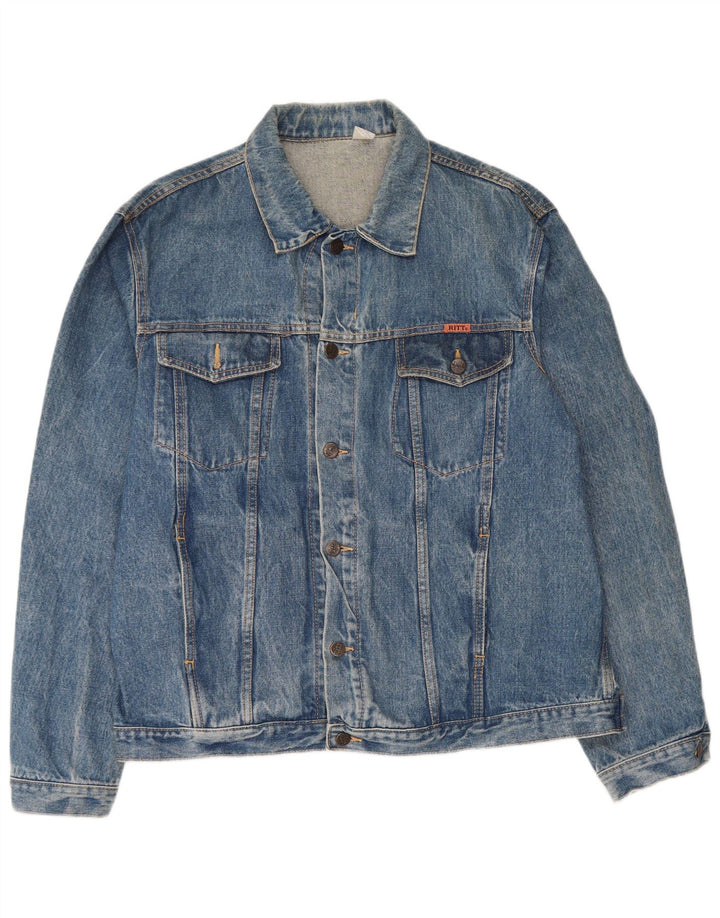 Ritt Herren Jeansjacke UK 40 Große blaue Baumwolle