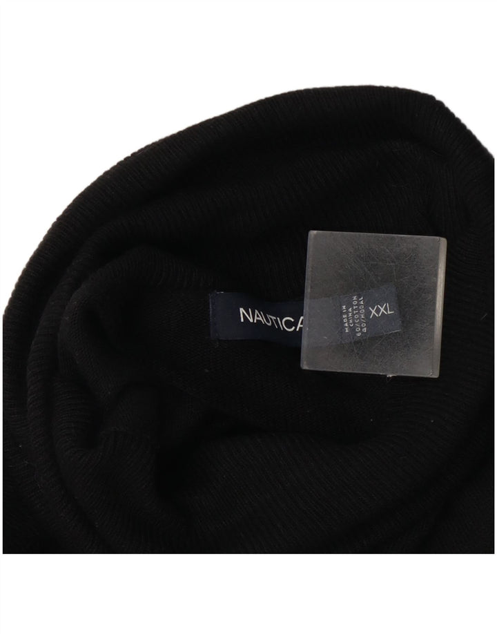Nautica Herren-Pullover mit Rollkragen, 2XL, schwarze Baumwolle