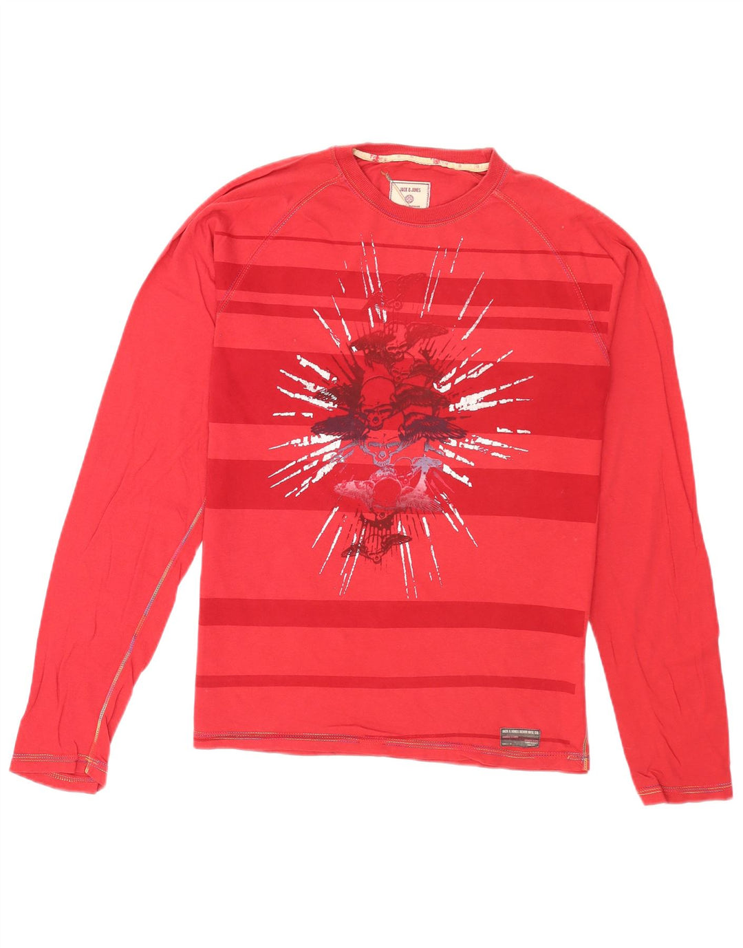 Jack & Jones Herren-Oberteil mit Grafik, langärmelig, groß, aus roter Baumwolle