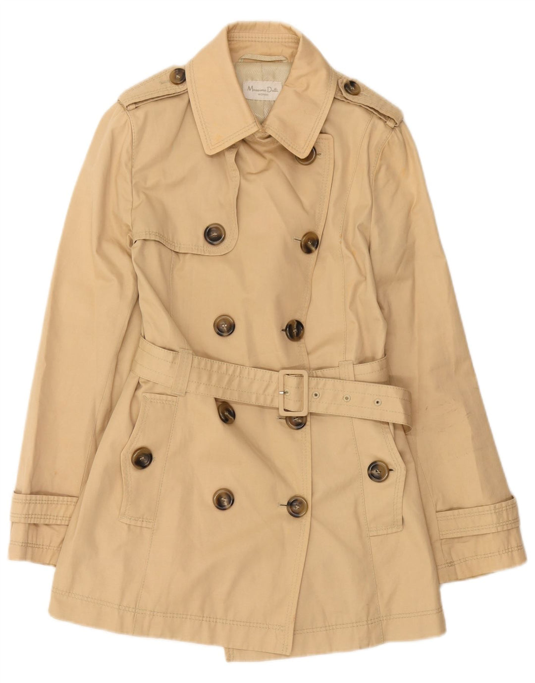 Massimo Dutti Damen Trenchcoat UK 12 Mittelbeige Viskose