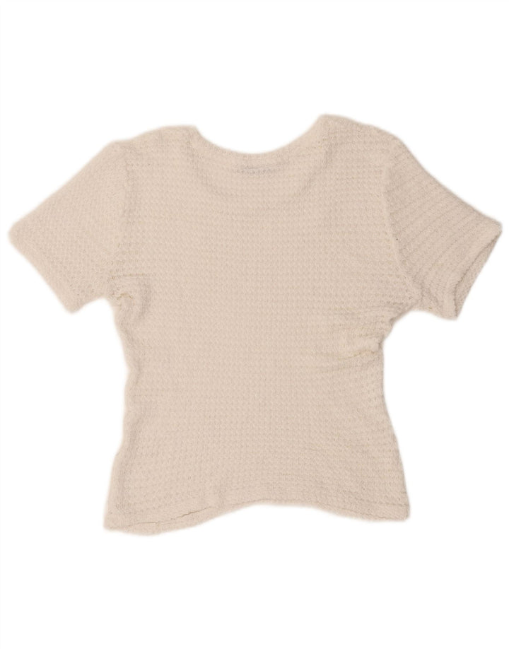 Zara Damen Trafaluc Strickblusenoberteil UK 14 Mittelweiß