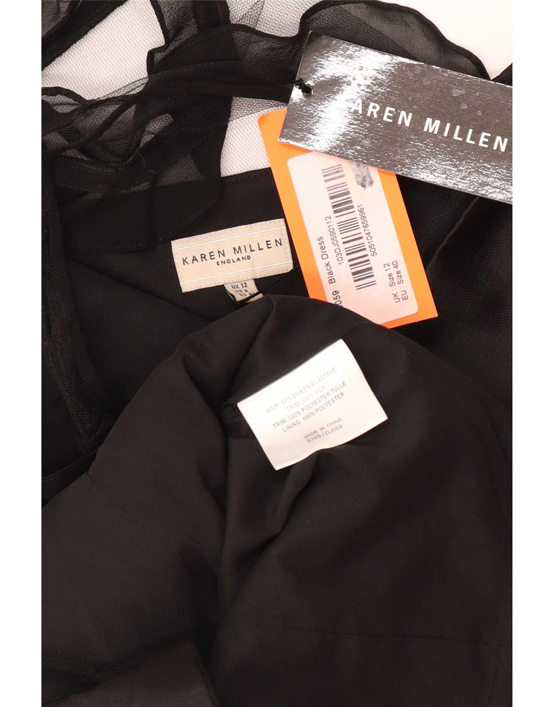 Karen Millen Damen One-Shoulder-Kleid UK 12 Mittelschwarze Seide