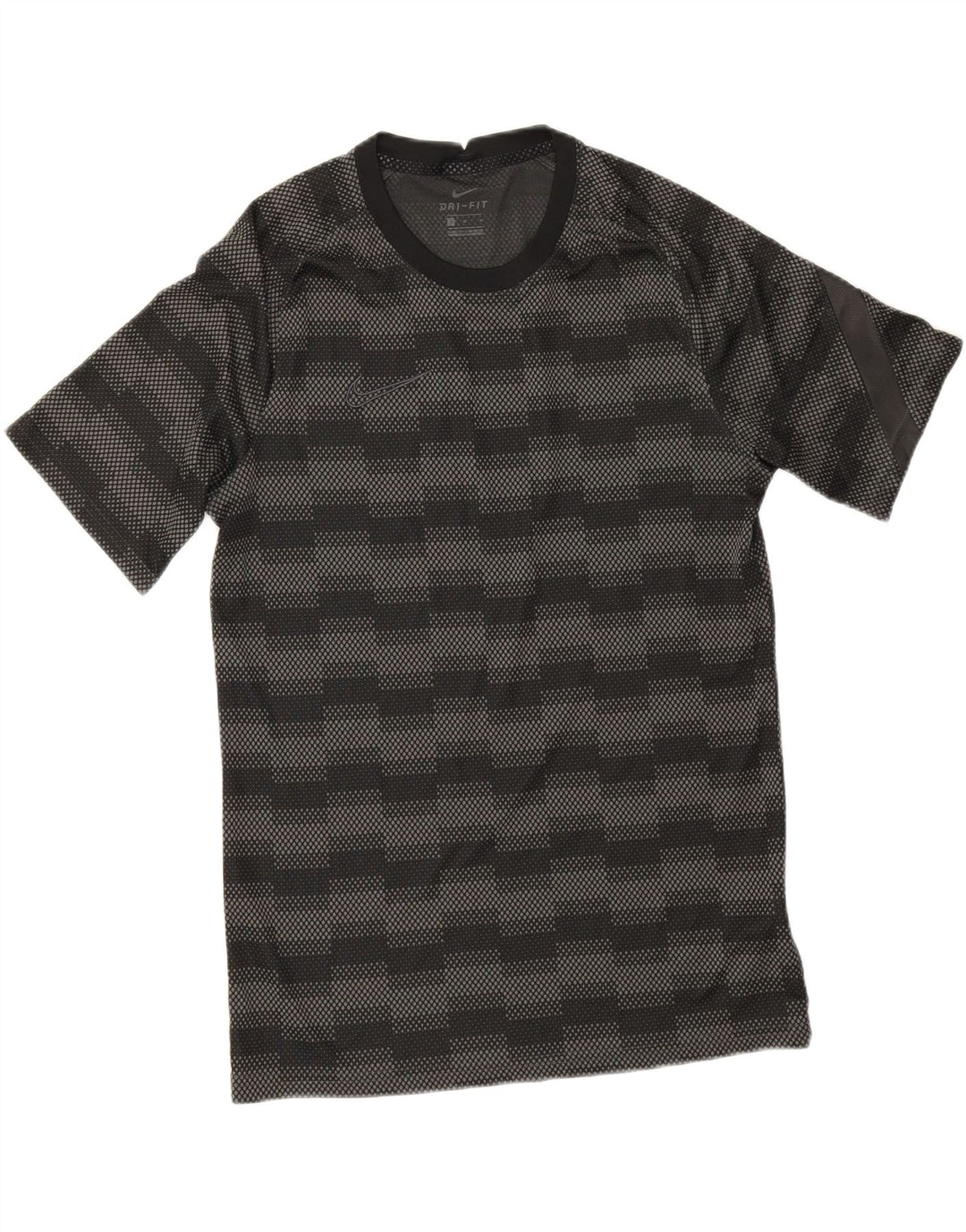 Nike Herren Dri Fit T-Shirt Top Mittelschwarzes geometrisches Polyester