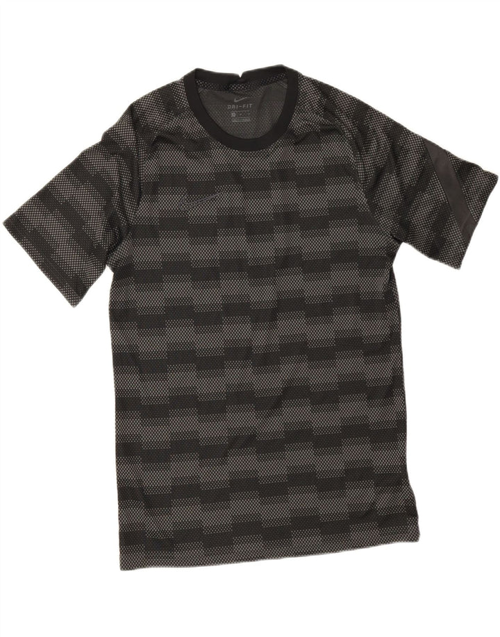 Nike Herren Dri Fit T-Shirt Top Mittelschwarzes geometrisches Polyester