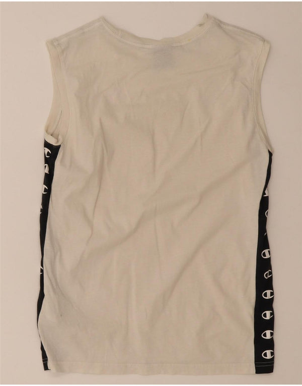 Champion Tanktop für Jungen mit Grafik, 13–14 Jahre, XL, weiße Farbblock-Baumwolle