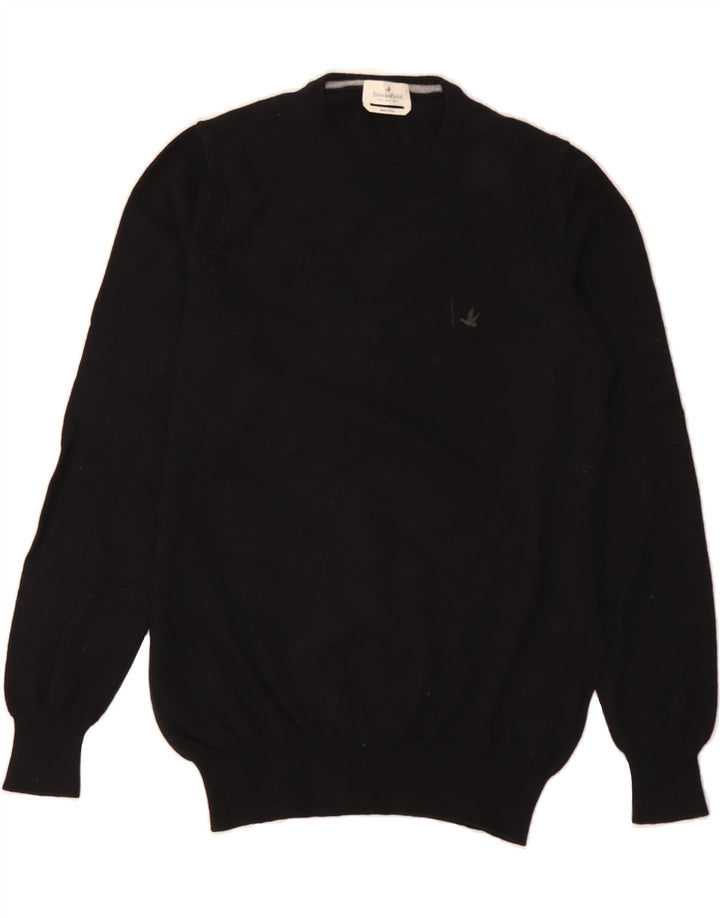 BROOKSFIELD Mens Crew Neck Jumper Sweater Small Black Vintage Brooksfield and Second-Hand Brooksfield from Messina Hembry 