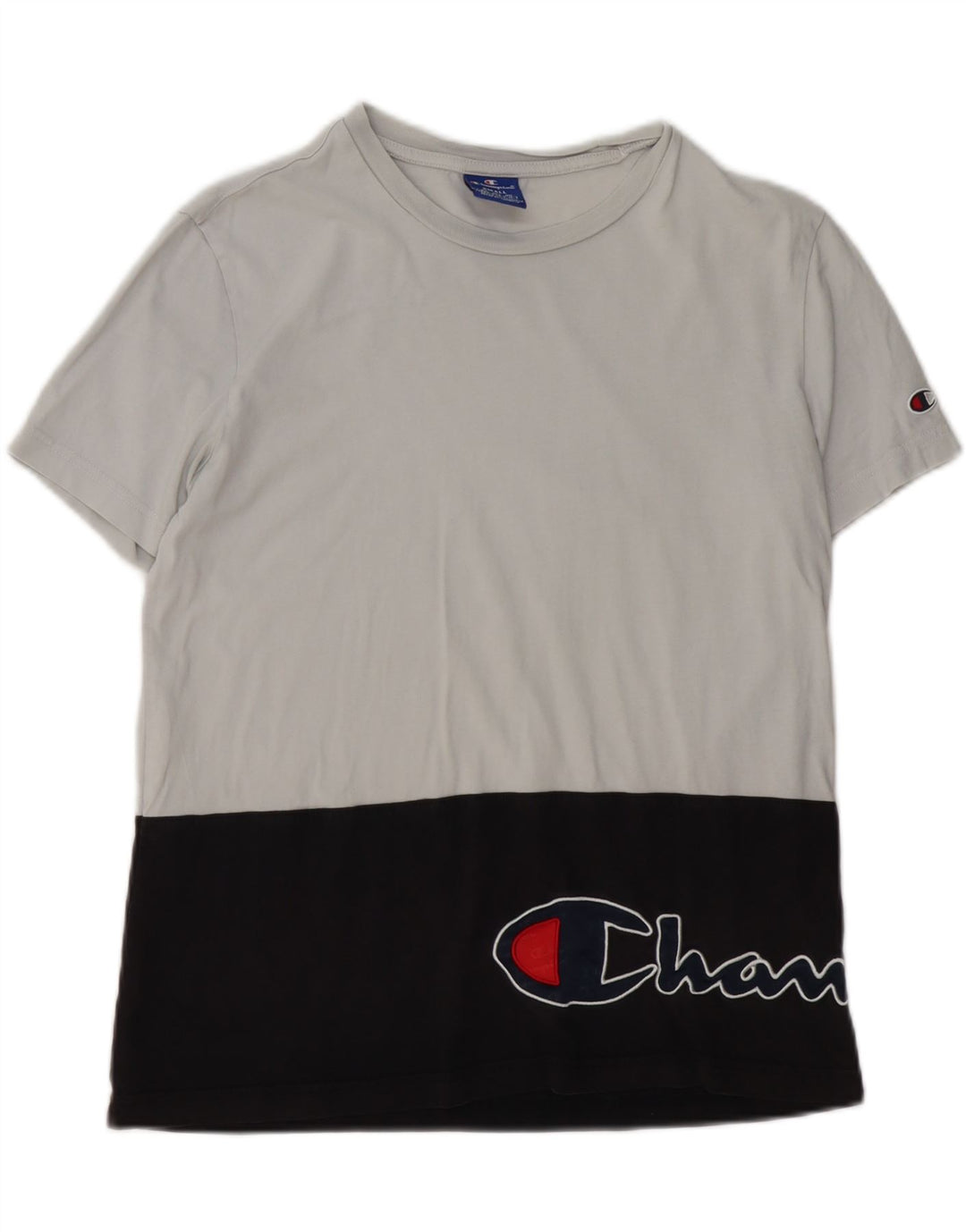 CHAMPION Herren-T-Shirt mit Grafik, Größe S, Schwarz, Farbblock