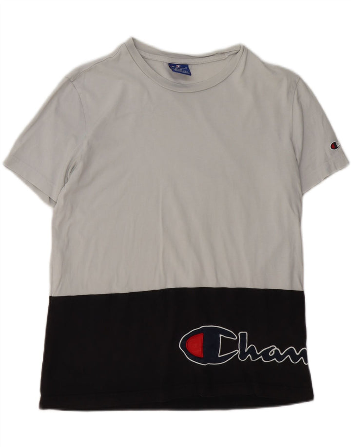 CHAMPION Herren-T-Shirt mit Grafik, Größe S, Schwarz, Farbblock