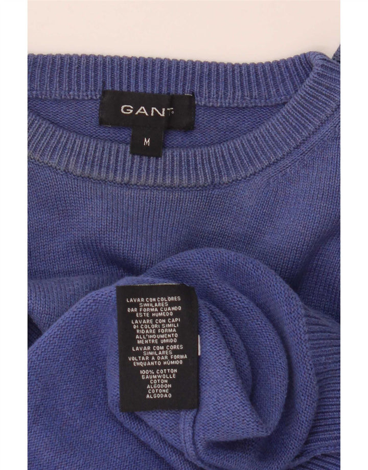 Gant Herren-Pullover mit Rundhalsausschnitt, mittelblaue Baumwolle