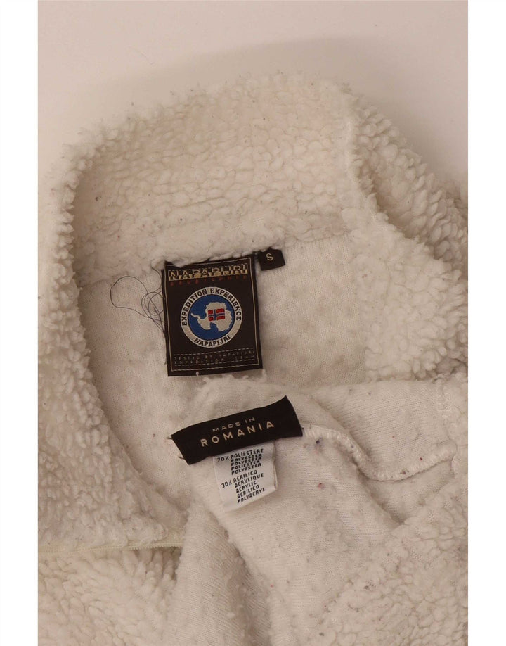 Napapijri Herren Geographic Fleece-Pullover mit Reißverschluss, Größe S, Weiß, Polyester