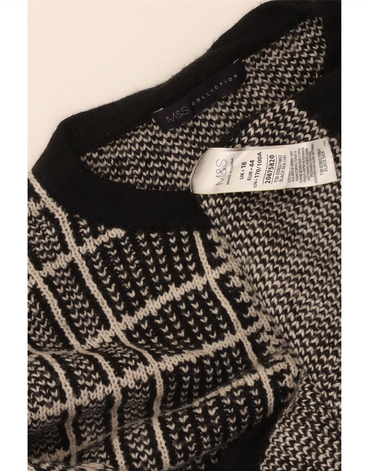 MARKS & SPENCER Damen-Pullover mit Rundhalsausschnitt, Gr. 16, groß, schwarz kariert