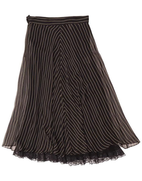 Alberta Ferretti Damen A-Linienrock UK 12 Medium W28 Schwarz gestreifte Seide