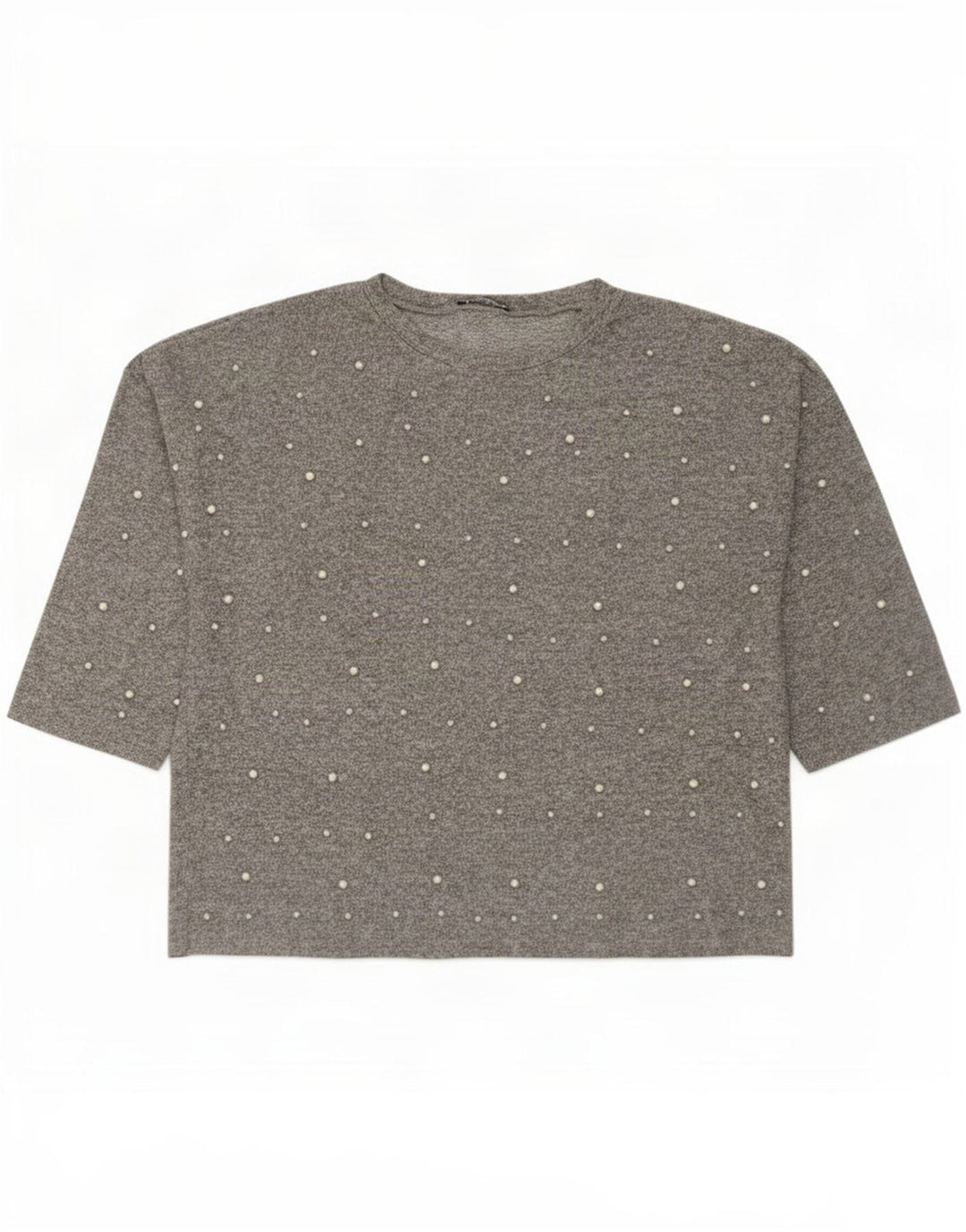 Zara Damen-Top, 3/4-Ärmel, UK-Größe 16, Größe L, graue Viskose