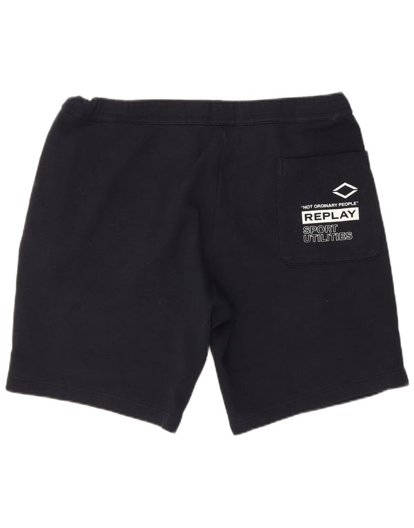 Replay Herren Graphic Sport Shorts XL Marineblau Baumwolle